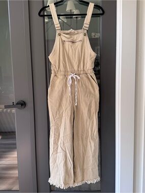 Hidden Alley Boutique Boho Khaki Denim Overalls Farmhouse